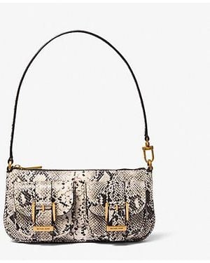 Michael Kors Zoe Small Snake Embossed Leather Convertible Pochette - Blue