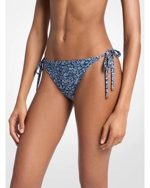 Michael Kors Floral Print Bikini Bottom - Blue
