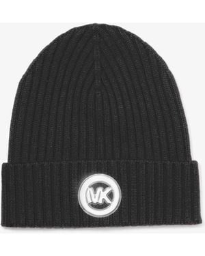 MICHAEL Michael Kors Ribbed Wool Beanie - Black