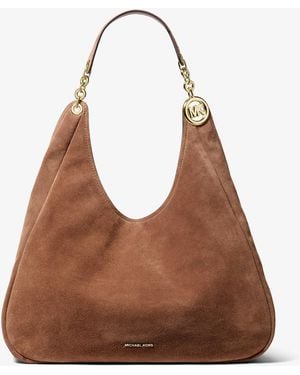 MICHAEL Michael Kors Ellie Large Suede Shoulder Bag - Brown