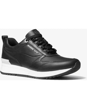MICHAEL Michael Kors Mk Allie Stride Leather And Nylon Trainer - White