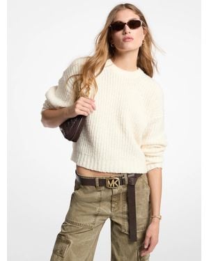 MICHAEL Michael Kors Michael Kors Ribbed Wool Blend Bouclé Sweater - Natural