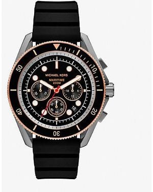Michael Kors Mk Oversized Maritime Gunmetal And Silicone Watch - Black