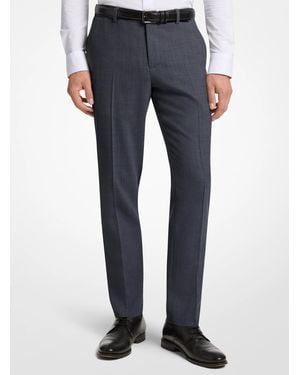 Michael Kors Mk Slim-Fit Stretch Wool Flannel Trousers - Blue