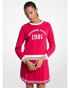 Michael Kors Logo Cotton Blend Sweater - Red