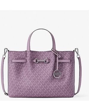 Michael Kors Carson Medium Signature Logo Satchel - Purple