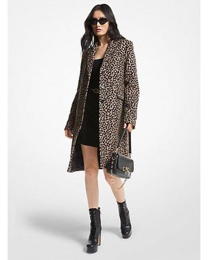 MICHAEL Michael Kors Abrigo de jacquard cepillado con estampado de leopardo - Multicolor