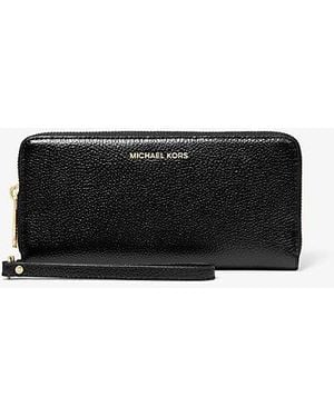 MICHAEL Michael Kors Mk Pebbled Leather Continental Wristlet - Black