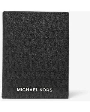 Michael Kors Jet Set Travel Medium Signature Logo Passport Case - Black