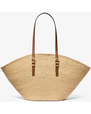 MICHAEL Michael Kors Mk Isa Large Hand-Crocheted Straw Tote Bag - Natural