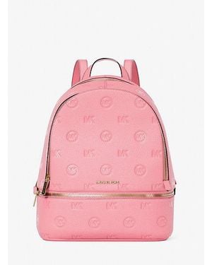 Michael Kors Rhea Medium Logo Debossed Backpack - Pink