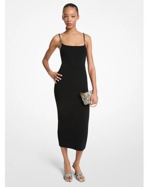 MICHAEL Michael Kors Mk Embellished Viscose Blend Midi Dress - Black