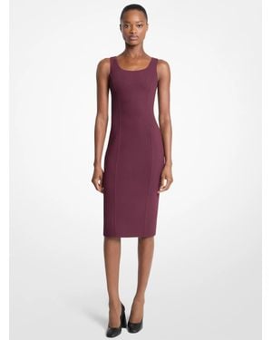 Michael Kors Michael Kors Double Faced Stretch Wool Crepe Scoop-Neck Sheath Dress - Red