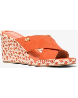 MICHAEL Michael Kors Mk Kenzie Suede Wedge Sandal - Red