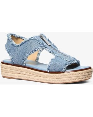 MICHAEL Michael Kors Mk Berkley Frayed Denim Espadrille Sandal - Blue