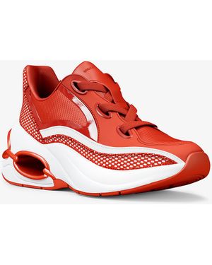 Michael Kors Mk Toni Mixed-Media Trainers - Red