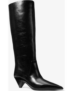 MICHAEL Michael Kors Michael Kors Jayla Crinkled Leather Boot - Black