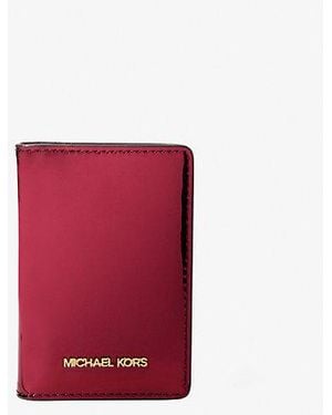 Michael Kors Jet Set Small Metallic Bi-Fold Wallet - Red