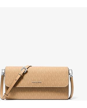 MICHAEL Michael Kors Jet Set Small Signature Logo Convertible Crossbody Bag - Natural