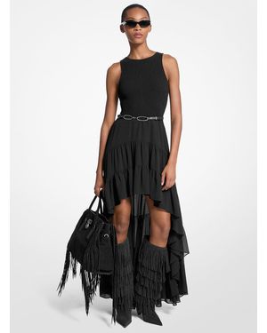 MICHAEL Michael Kors Mk Georgette Smocked High-Low Dress - Black
