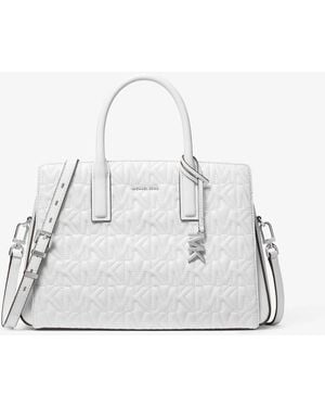 MICHAEL Michael Kors Mk Laila Medium Logo Embossed Satchel - White