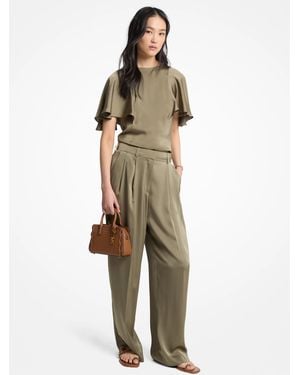 MICHAEL Michael Kors Mk Satin Cape Sleeve Blouse - Natural