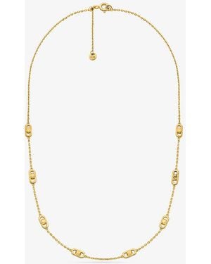 Michael Kors Mkcollar Astor Link Pequeño De Plata De Ley Chapada En Metal Precioso - Blanco