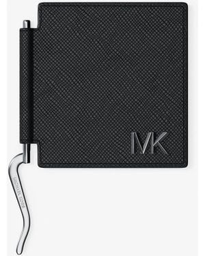 Michael Kors Mk Edison Scratch-Resistant Leather Card Case With Money Clip - Black