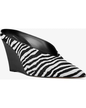 MICHAEL Michael Kors Michael Kors Xandra Zebra Print Calf Hair Wedge Mule - White