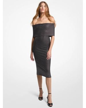 MICHAEL Michael Kors Michael Kors Studded Stretch Viscose Off-The-Shoulder Dress - Black