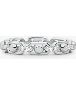 Michael Kors Mk Astor Link Small Precious Metal-Plated Sterling Pavé Chain Ring - White