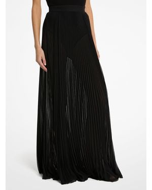 Michael Kors Mk Techno Chiffon Pleated Maxi Skirt - Black
