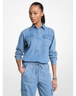 Michael Kors Denim Pullover Top - Blue