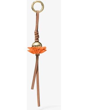 Michael Kors Mk Leather Flower Bag Charm - White