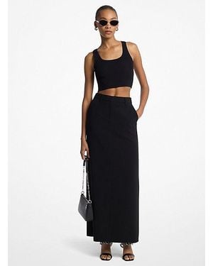 MICHAEL Michael Kors Textured Crepe Trouser Maxi Skirt - Black