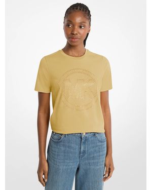Michael Kors Studded Logo Charm Organic Cotton Jersey T-Shirt - Green
