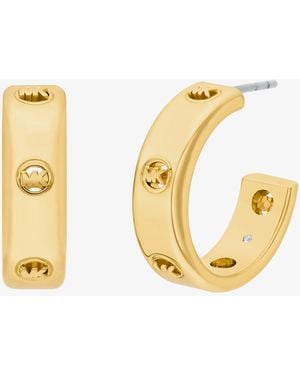 Michael Kors Logo Huggie Earrings - Metallic