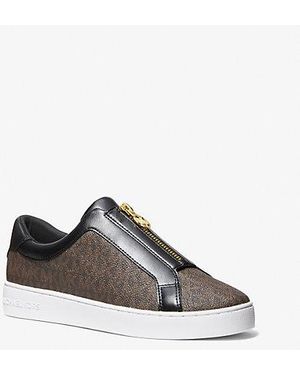 MICHAEL Michael Kors Mk Keaton Signature Logo Zip-Up Sneakers - Gray