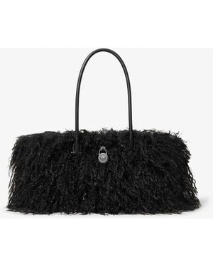 Michael Kors Mkbolso Satchel Hamilton Moderne Pequeño De Borreguito Sintético - Negro