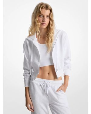 Michael Kors Logo Jacquard Charm Jacquard Cropped Zip-Up Hoodie - White