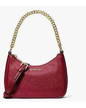 Michael Kors Jet Set Travel Pebbled Leather Convertible Crossbody Bag - Red