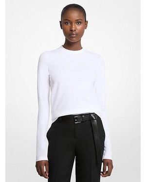Michael Kors Stretch Viscose Long-Sleeve Shirt - White
