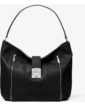 MICHAEL Michael Kors Mk Addie Large Leather Shoulder Bag - Black