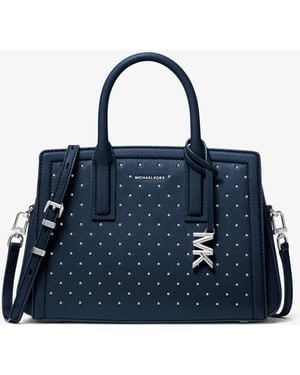MICHAEL Michael Kors Laila Small Studded Leather Satchel - Blue