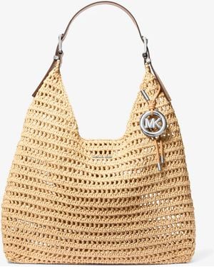 Michael Kors Nolita Large Crocheted Hobo Shoulder Bag - Natural