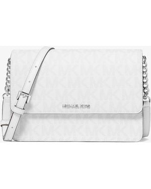Michael Kors Outlet Mk Daniela Large Signature Logo Crossbody Bag - White