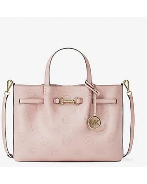 Michael Kors Carson Medium Logo Debossed Satchel - Pink
