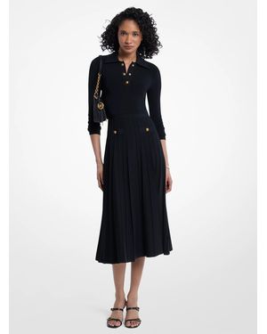 MICHAEL Michael Kors Mk Stretch Knit Polo Jumper Dress - Black