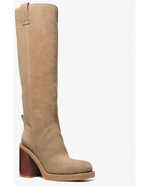 Michael Kors Houston Suede Block Heel Boot - Brown