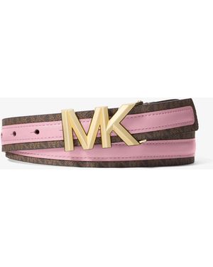 MICHAEL Michael Kors Mk Signature Logo And Leather Belt - White